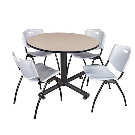 Kobe Round Breakroom Table, 48" W, 29" H, Beige TKB48RNDBE47GY